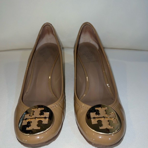 Tory Burch patent leather wedge pumps